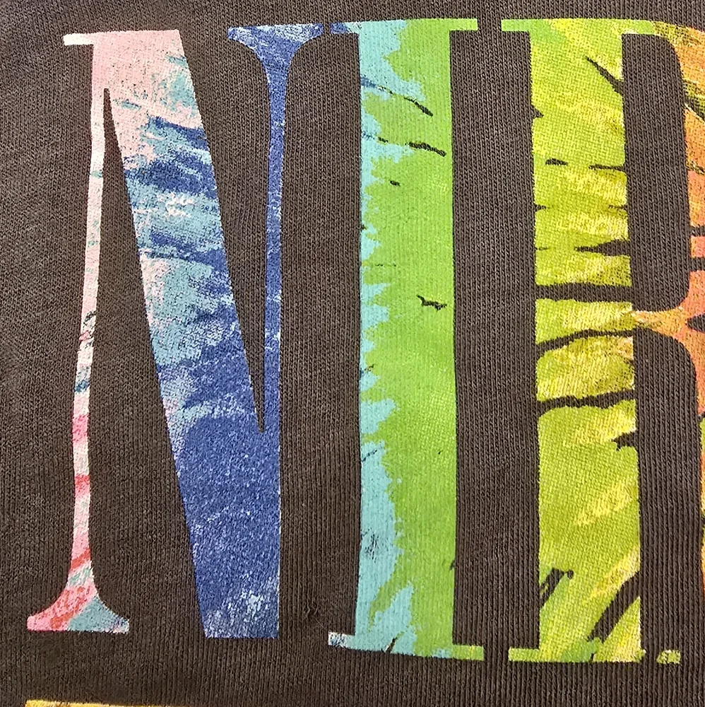 NIRVANA Gray Tee with Colorful Smiley Face Graphic - Picture 5 of 6
